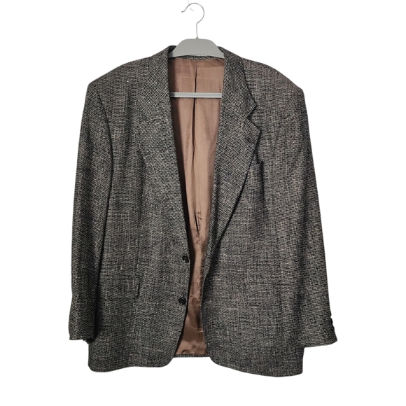 BOSS HUGO BOSS 100% silk summer Blazer black tan‎ 2 button lined